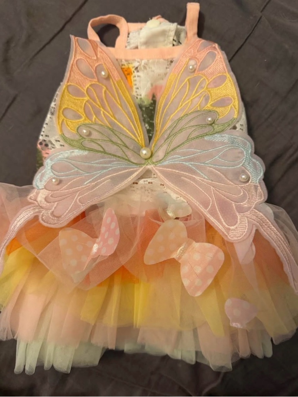 Dog Pastel Butterfly Tutu Costume Dress - Pink, Yellow, Peach